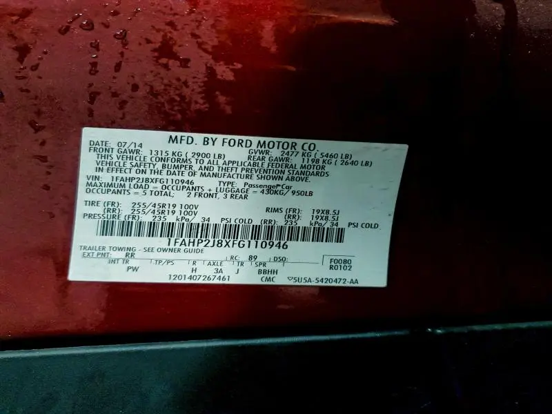 2015 FORD TAURUS LIMITED  