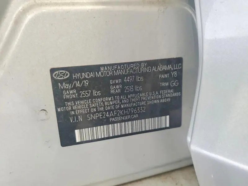 2019 HYUNDAI SONATA SE  