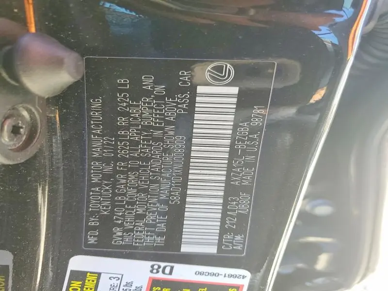 2022 LEXUS ES 250 BASE  