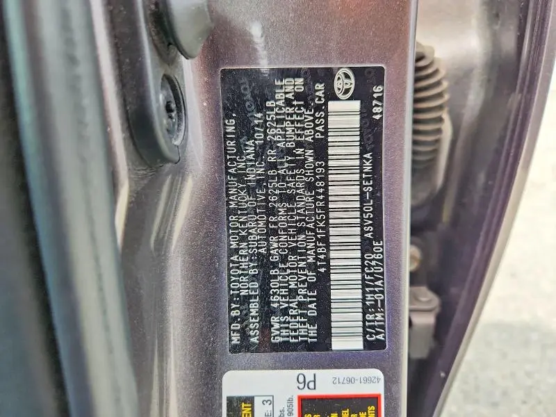2015 TOYOTA CAMRY LE  