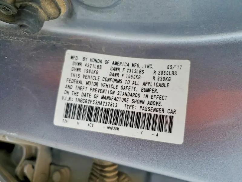 2017 HONDA ACCORD SPORT  