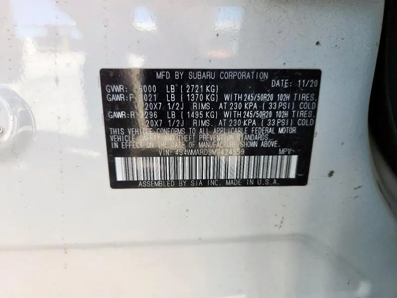 2021 SUBARU ASCENT TOURING  