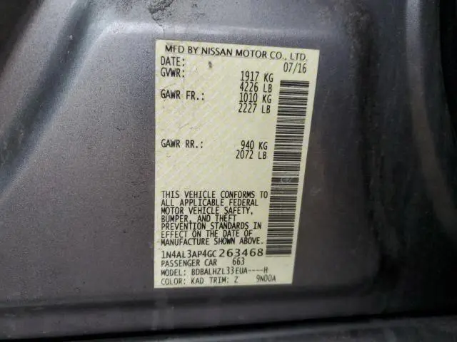 2016 NISSAN ALTIMA 2.5  