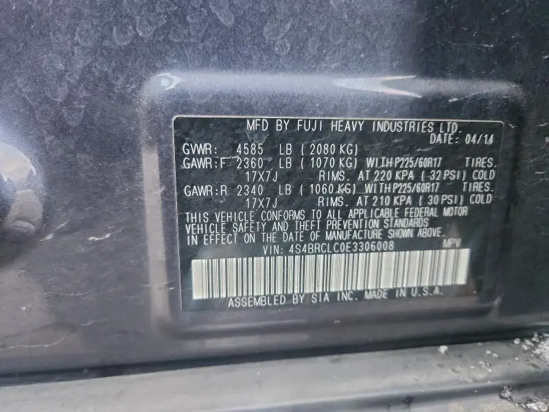 2014 SUBARU OUTBACK 2.5I LIMITED  