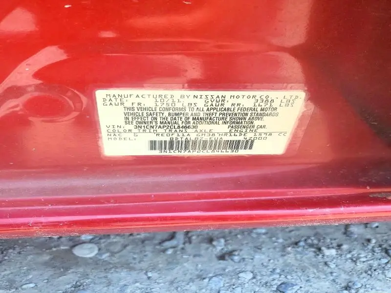2012 NISSAN VERSA 1.6 S  