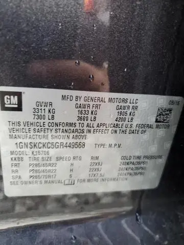 2016 CHEVROLET TAHOE K1500 LTZ  