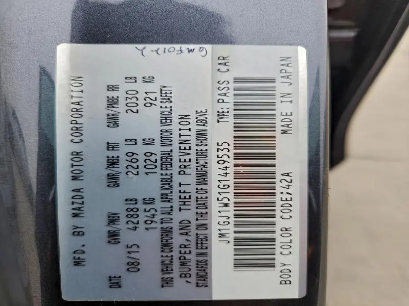 2016 MAZDA 6 GRAND TOURING  