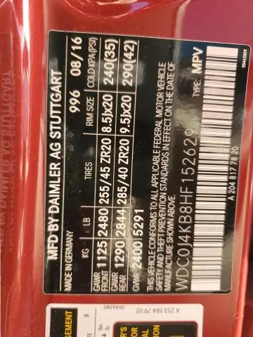 2017 MERCEDES-BENZ GLC COUPE 300 4MATIC  