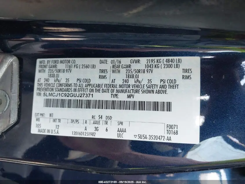 2016 LINCOLN MKC PREMIER