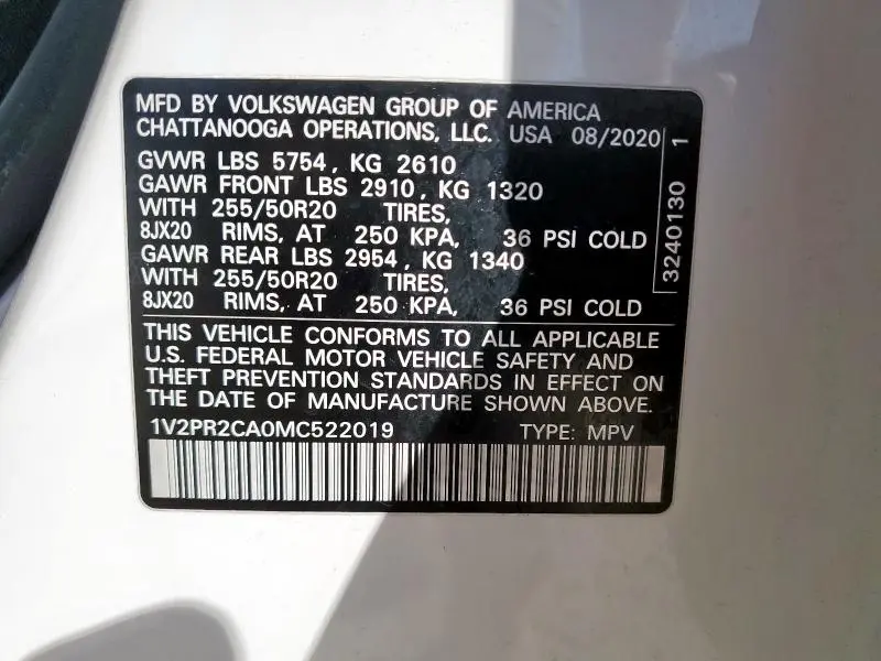 2021 VOLKSWAGEN ATLAS SE  