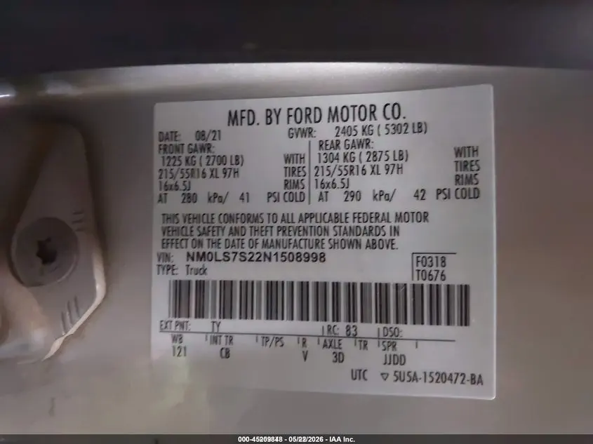 2022 FORD TRANSIT CONNECT XL