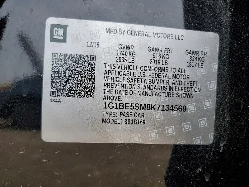2019 CHEVROLET CRUZE LT  