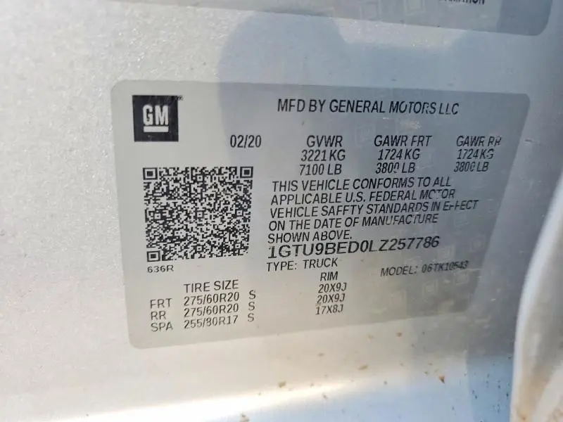 2020 GMC SIERRA K1500 SLE  