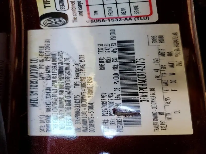 2012 FORD FUSION SE  