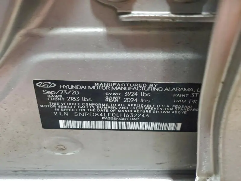 2020 HYUNDAI ELANTRA SEL  