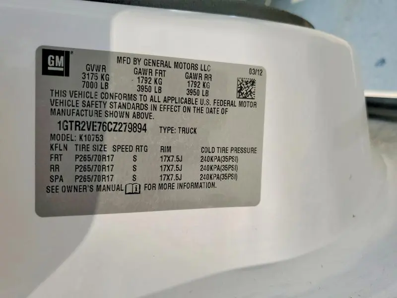 2012 GMC SIERRA K1500 SLE  