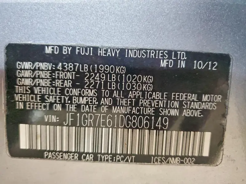 2013 SUBARU IMPREZA WRX  