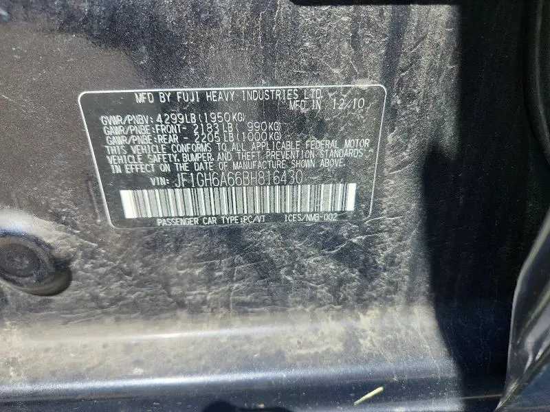 2011 SUBARU IMPREZA 2.5I  