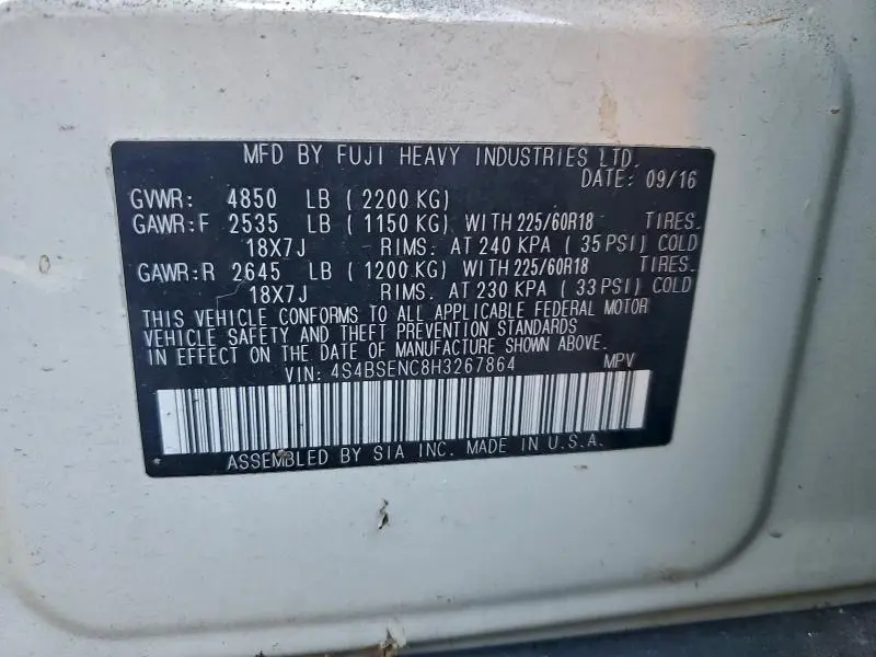 2017 SUBARU OUTBACK 3.6R LIMITED  