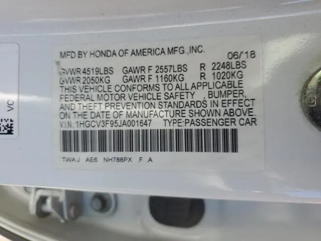 2018 HONDA ACCORD TOURING HYBRID  