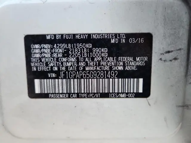 2016 SUBARU IMPREZA SPORT PREMIUM  