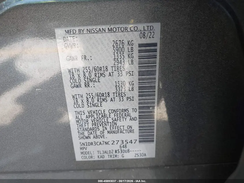 2022 NISSAN PATHFINDER SL 2WD
