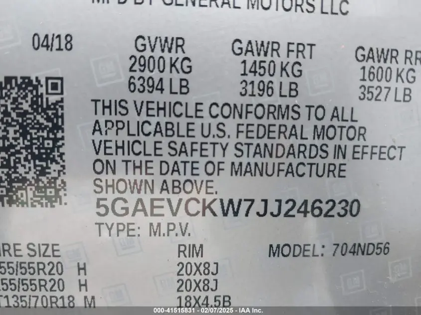 2018 BUICK ENCLAVE AVENIR