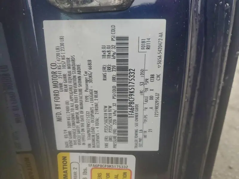 2019 FORD MUSTANG GT  