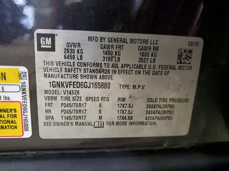 2016 CHEVROLET TRAVERSE LS  