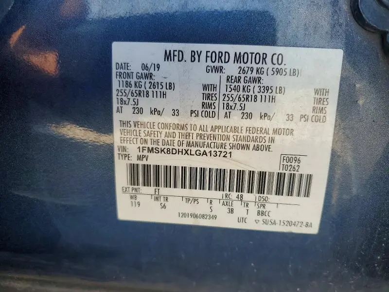 2020 FORD EXPLORER XLT  