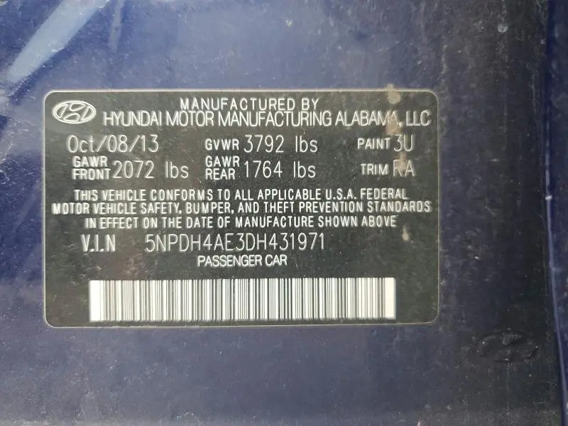 2013 HYUNDAI ELANTRA GLS  