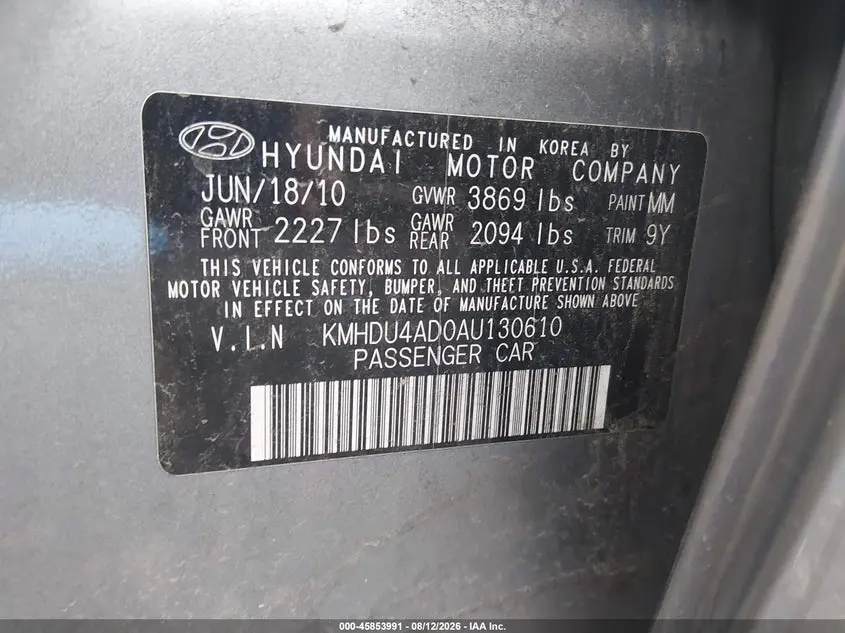 2010 HYUNDAI ELANTRA GLS