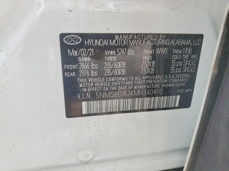 2021 HYUNDAI SANTA FE SEL  