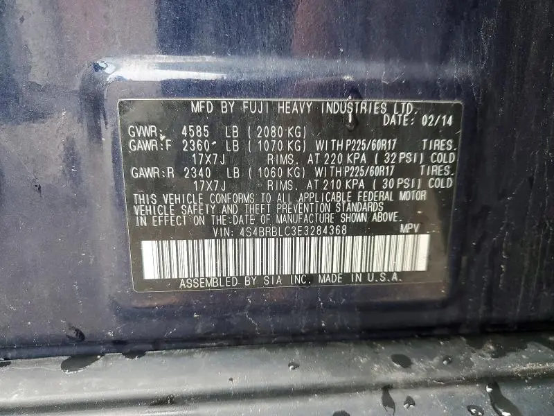 2014 SUBARU OUTBACK 2.5I LIMITED  