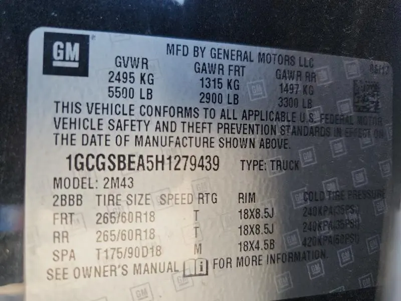 2017 CHEVROLET COLORADO   