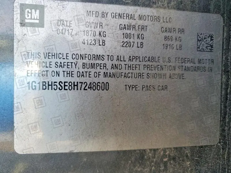 2017 CHEVROLET CRUZE LT  