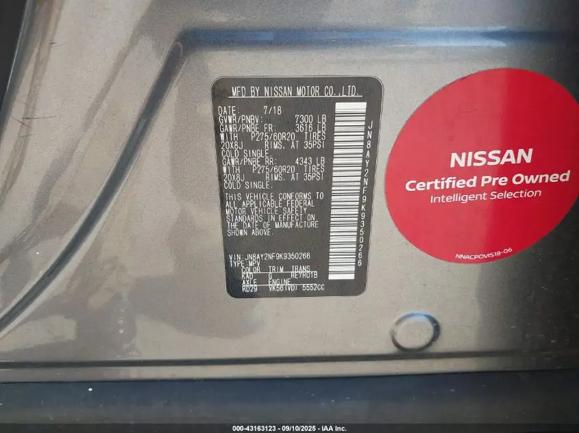 2019 NISSAN ARMADA PLATINUM