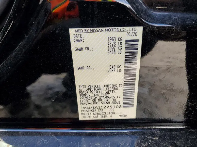 2020 NISSAN ALTIMA S  