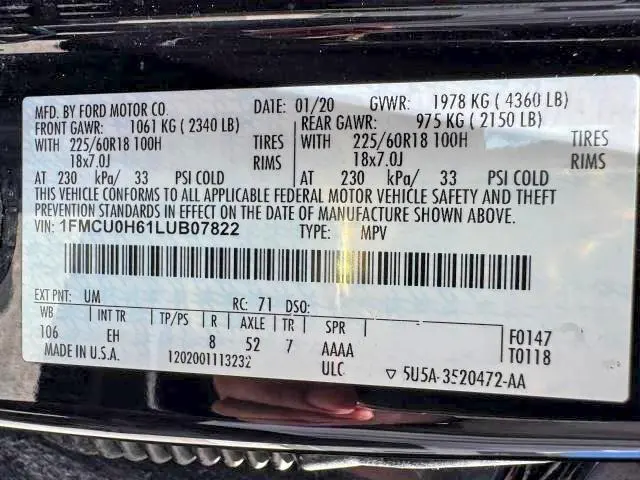 2020 FORD ESCAPE SEL  