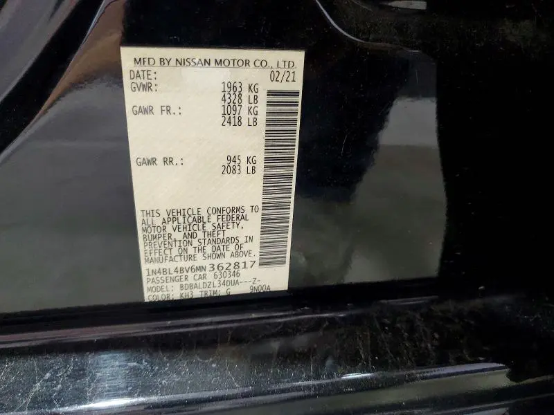 2021 NISSAN ALTIMA S  