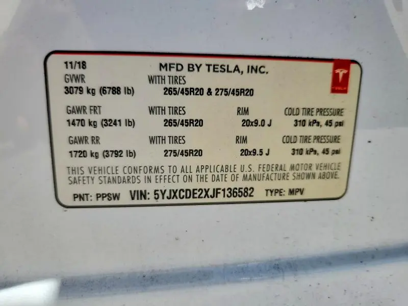 2018 TESLA MODEL X   