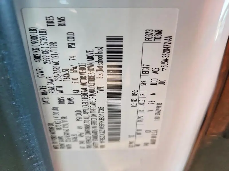 2015 FORD TRANSIT T-350  