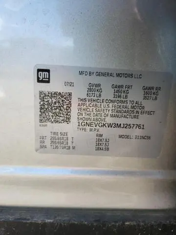 2021 CHEVROLET TRAVERSE LT  