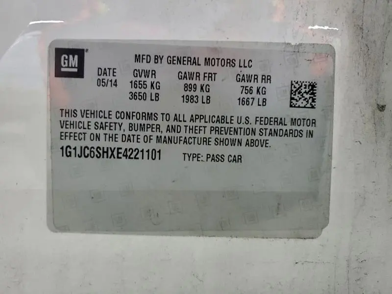 2014 CHEVROLET SONIC LT  