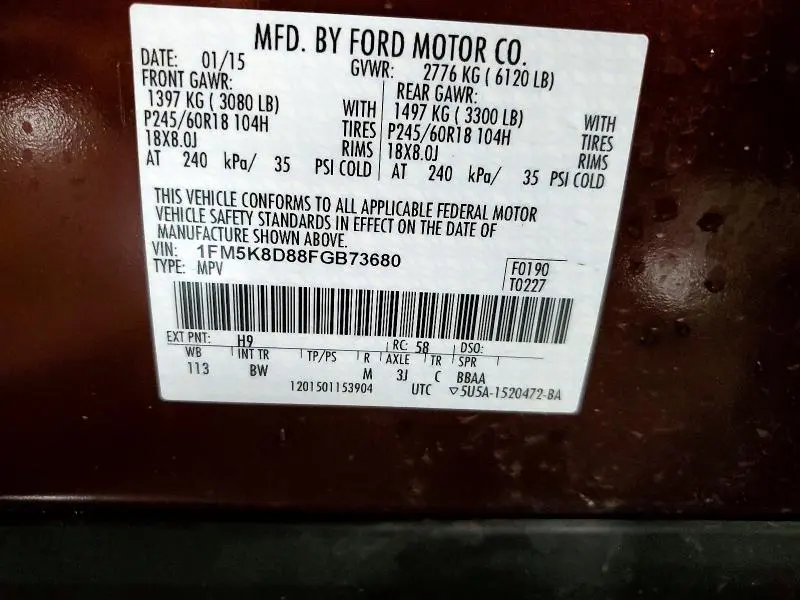 2015 FORD EXPLORER XLT  