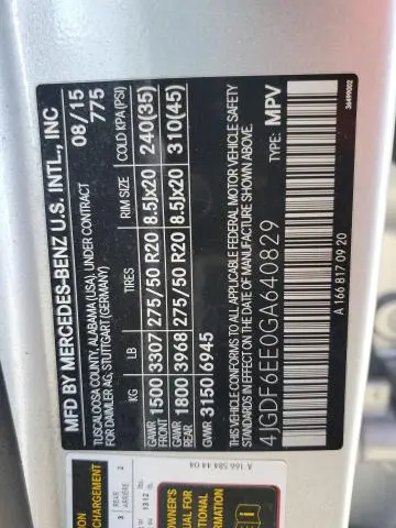 2016 MERCEDES-BENZ GL 450 4MATIC  