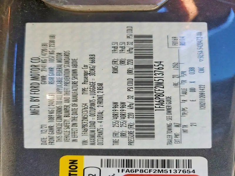 2021 FORD MUSTANG GT  