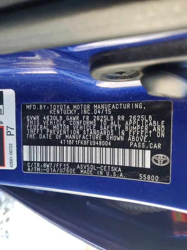2015 TOYOTA CAMRY LE  