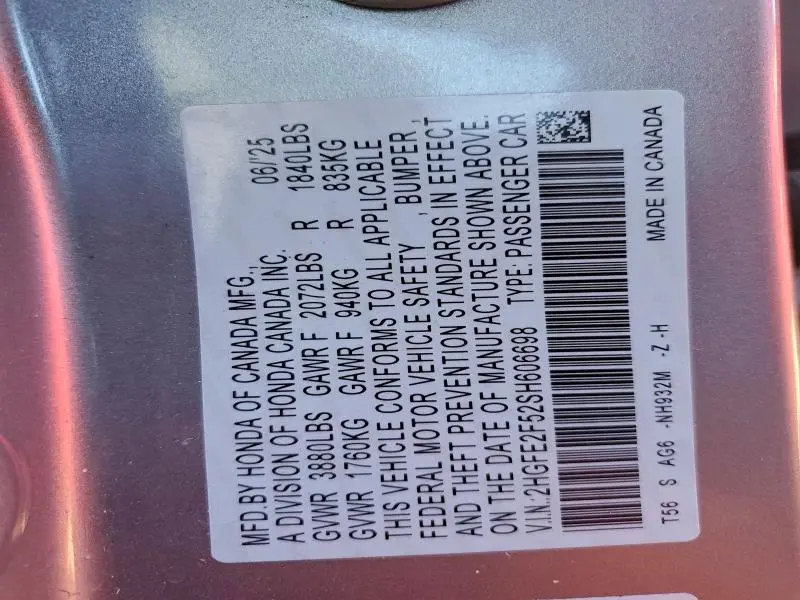 2025 HONDA CIVIC SPORT  