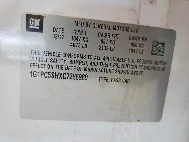 2012 CHEVROLET CRUZE LS  